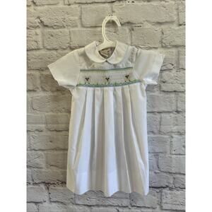 Sir John White Pleated And Smocked Collared Dress Sheep Design Size 6 Month